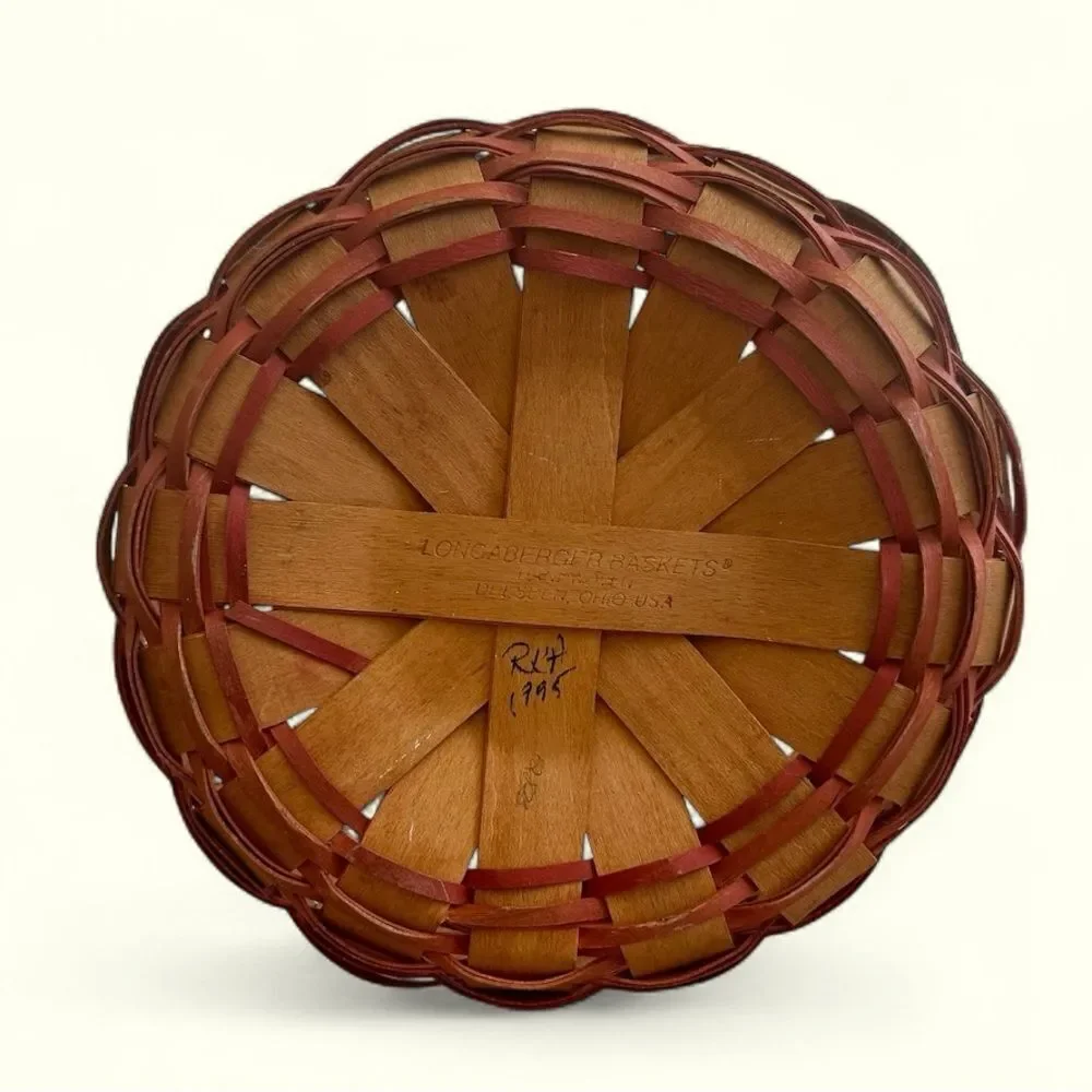 Longaberger Vintage Basket of Love Leather Handles Signed 1995